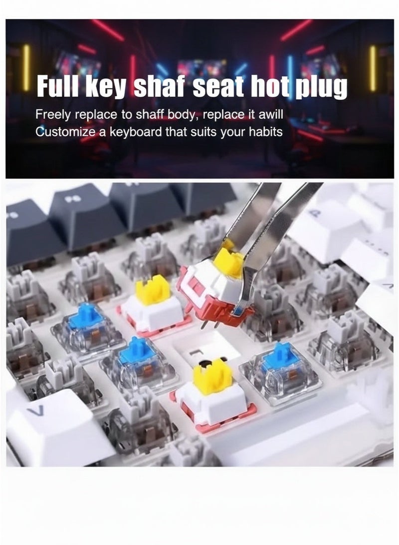 AULA F87 Mechanical Keyboard, Tri-mode Wireless Side-printed Keycaps, Bluetooth 5.0/2.4GHz/USB-C Hot-swappable, Pre-lubricated Switches, 75% TKL RGB Gaming Keyboard (Gradient Gray, Gray wood switch V4) - Image 4